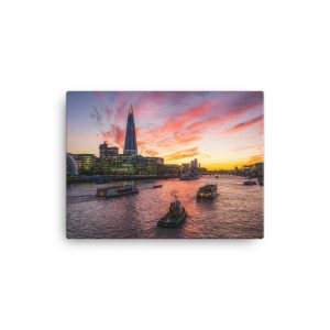 A vibrant sunset over the River Thames, the London Southbank and London Bridge